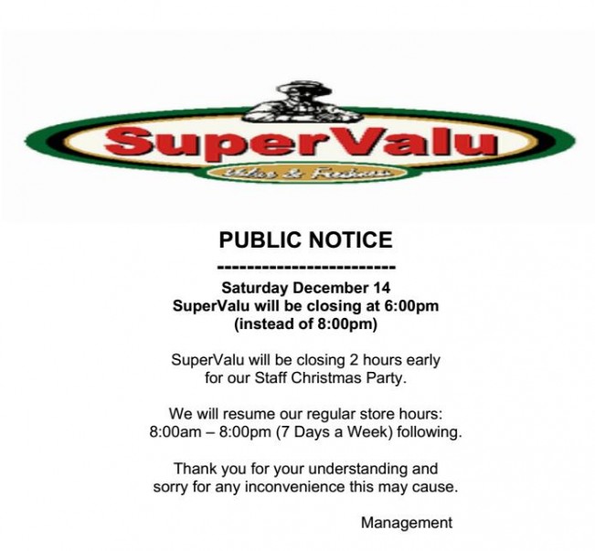 super valu notice
