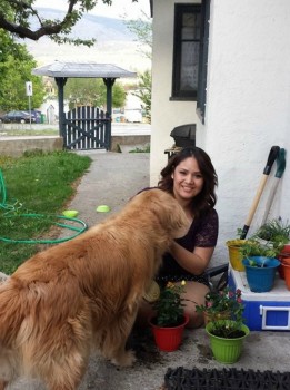 Edna before the fire with pet