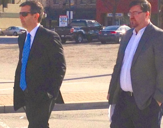 Lawyer Tyrone Doerr shown left
